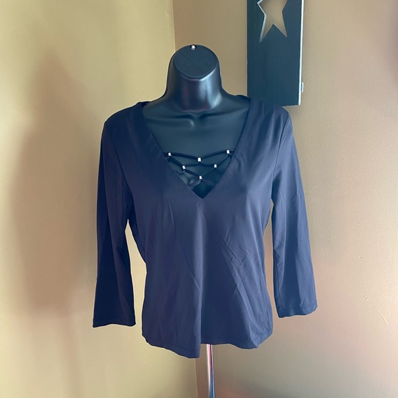 NEXT V Neck Cut Shirt, Webbing & Stud Design - Picture 1 of 3